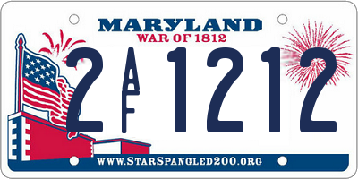 MD license plate 2AF1212