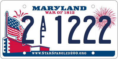MD license plate 2AF1222