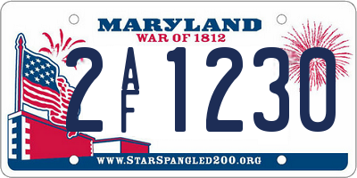 MD license plate 2AF1230