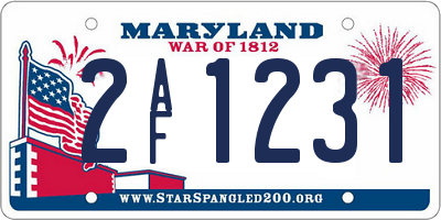 MD license plate 2AF1231