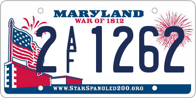 MD license plate 2AF1262