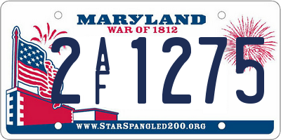 MD license plate 2AF1275