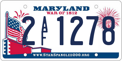 MD license plate 2AF1278