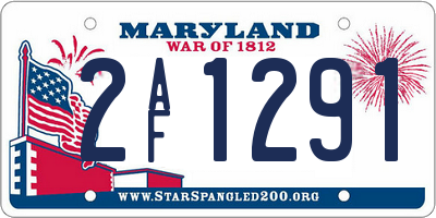 MD license plate 2AF1291