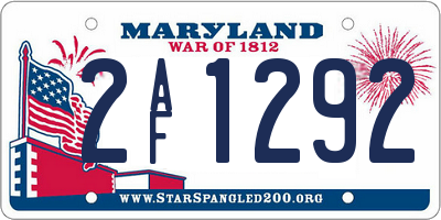 MD license plate 2AF1292
