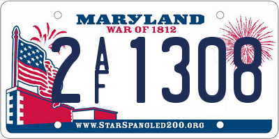 MD license plate 2AF1308
