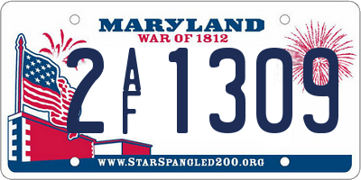 MD license plate 2AF1309