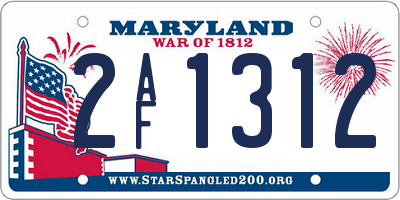 MD license plate 2AF1312