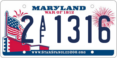 MD license plate 2AF1316