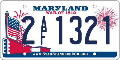 MD license plate 2AF1321