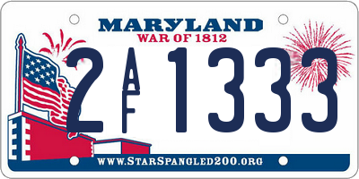 MD license plate 2AF1333