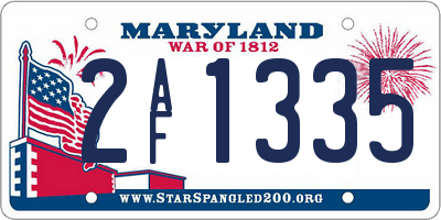 MD license plate 2AF1335