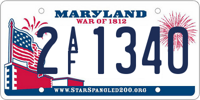 MD license plate 2AF1340