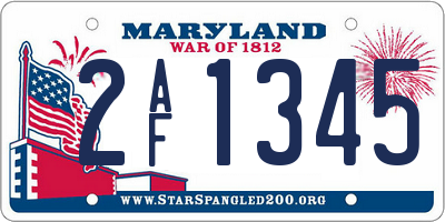 MD license plate 2AF1345