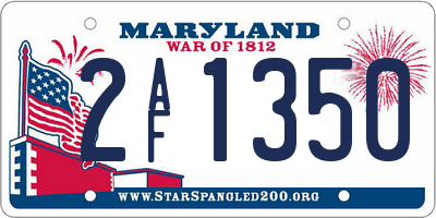 MD license plate 2AF1350