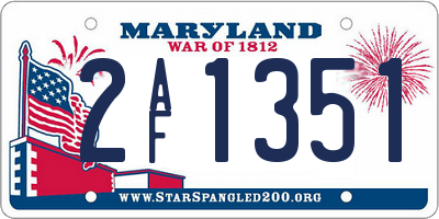 MD license plate 2AF1351