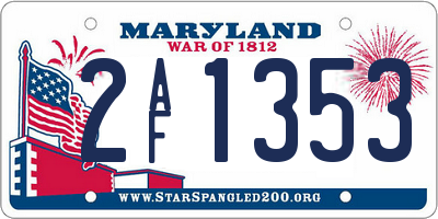 MD license plate 2AF1353