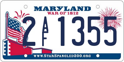 MD license plate 2AF1355