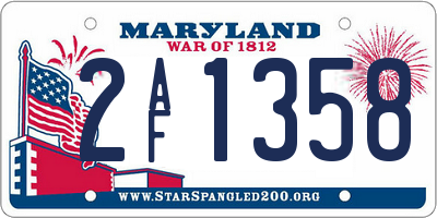 MD license plate 2AF1358