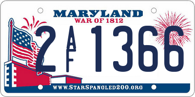 MD license plate 2AF1366