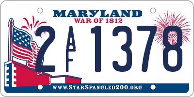 MD license plate 2AF1378