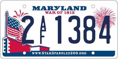 MD license plate 2AF1384