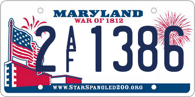 MD license plate 2AF1386