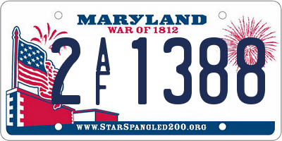 MD license plate 2AF1388