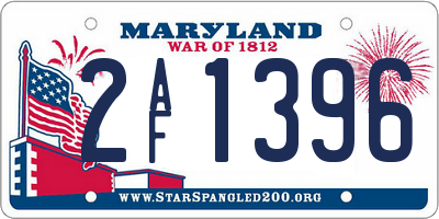 MD license plate 2AF1396