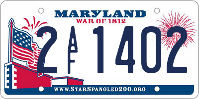 MD license plate 2AF1402