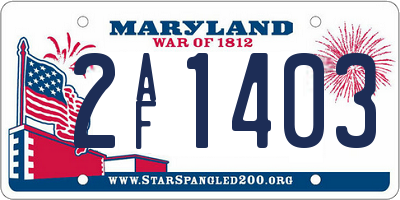 MD license plate 2AF1403