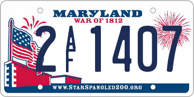 MD license plate 2AF1407
