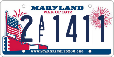MD license plate 2AF1411