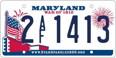 MD license plate 2AF1413