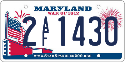 MD license plate 2AF1430