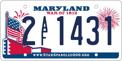 MD license plate 2AF1431