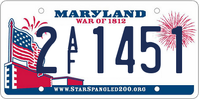 MD license plate 2AF1451
