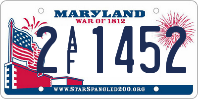 MD license plate 2AF1452