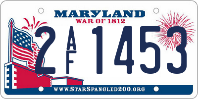 MD license plate 2AF1453