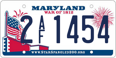 MD license plate 2AF1454