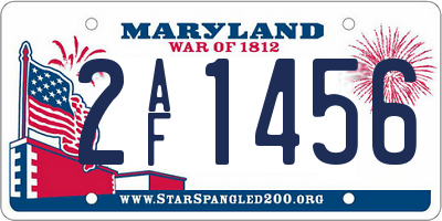 MD license plate 2AF1456