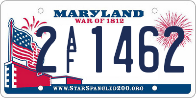 MD license plate 2AF1462