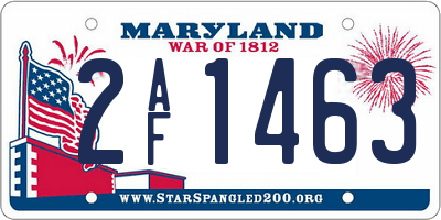 MD license plate 2AF1463