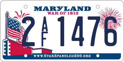 MD license plate 2AF1476