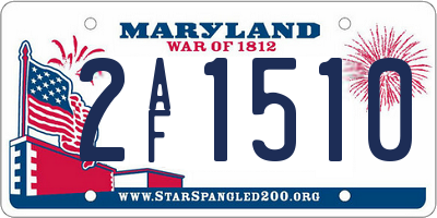 MD license plate 2AF1510