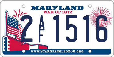 MD license plate 2AF1516