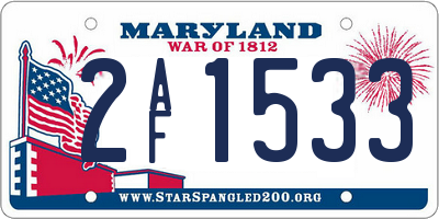MD license plate 2AF1533