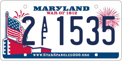 MD license plate 2AF1535