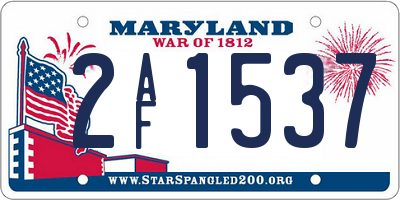 MD license plate 2AF1537