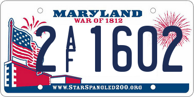 MD license plate 2AF1602